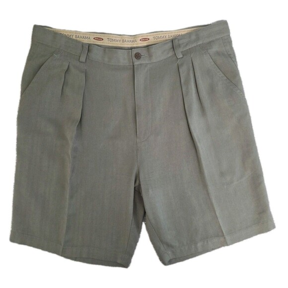 Tommy Bahama Relax Pleated Dress Shorts 100% Silk Olive Green Men's 36 SEE DESC - Picture 1 of 9
